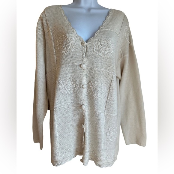 VINTAGE CELINA YANG EMBROIDERED BEADED PEARL CARDIGAN RARE - Picture 6 of 7